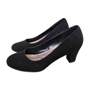 Fabco Women's 8 Rani Faux Suede Black Wide Heels